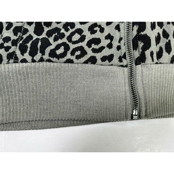 Chaser Cozy Leopard Animal Print Full Zip Hoodie Sweatshirt Size Small Gray - Picture 10 of 15